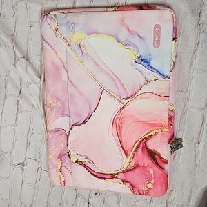 Mosiso Pink/Blue/Yellow Marbled Canvas Laptop Sleeve